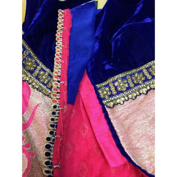 Karishma Womens Traditional Anarkali Gown Embroidered Velvet Mesh Long Dress - Picture 14 of 15